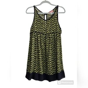 Lux Sheer Chevron Print Tunic Top Dress Cover-up Sz XS Green & Navy Blue